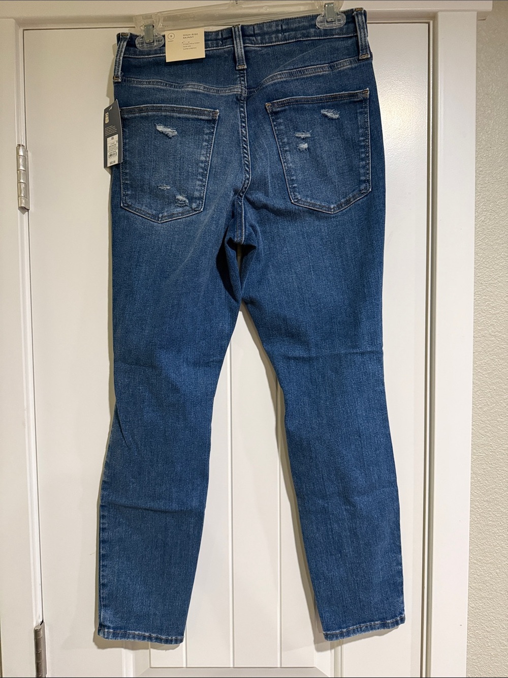 Universal Thread Women's Ripped Dark Blue High Rise Skinny Jeans - Picture 3 of 8